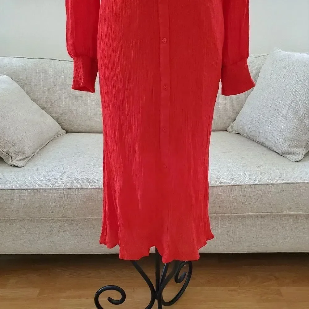 Lulus 'Go For It' Long Sleeve Midi Dress size XS in Red